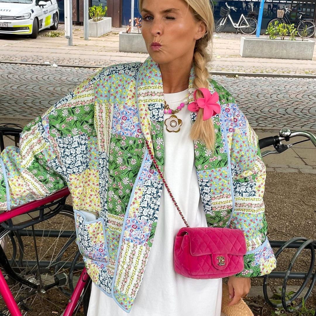 Women's Lapel Pattern Print Cotton-padded Jacket