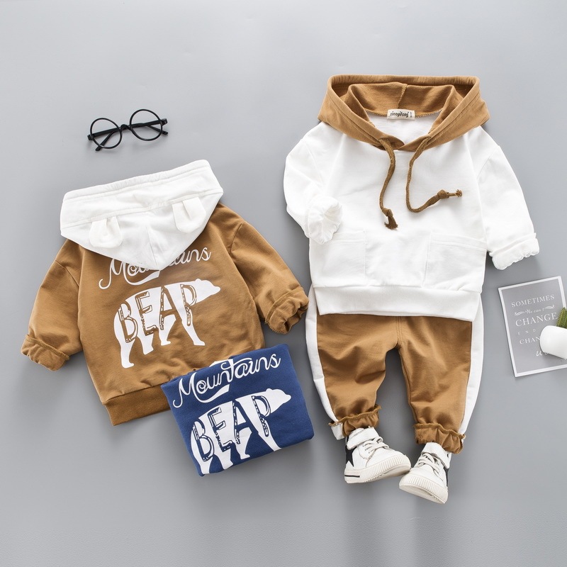 Bear Printed Baby Boy Hoodie & Pants