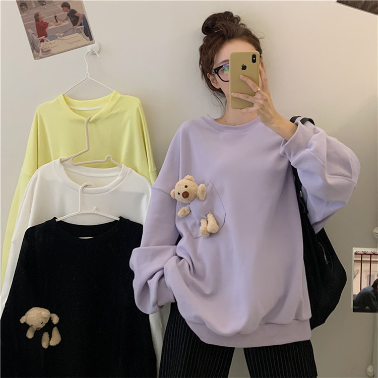 Long Sleeve Cute Bear Hoodie