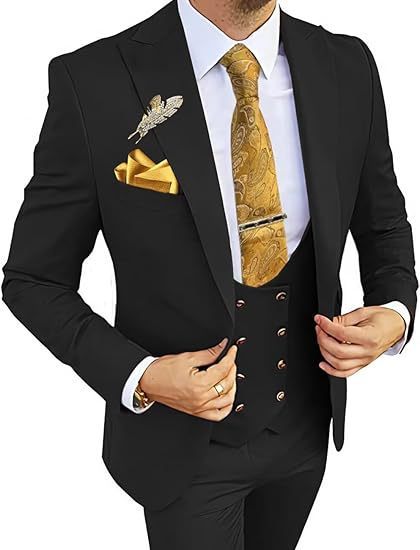 Men's Slim Double-Breasted Coat Vest Pants Suit - Image 3