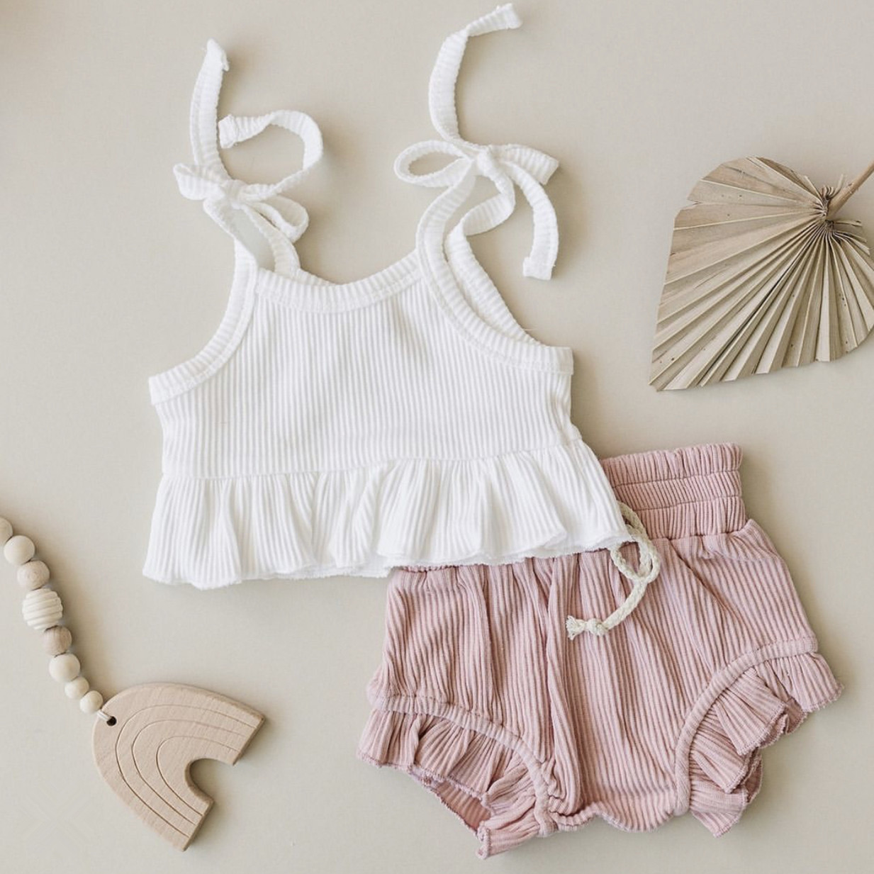 Girls' Baby Knitted Stripe Stretch Vest Shorts