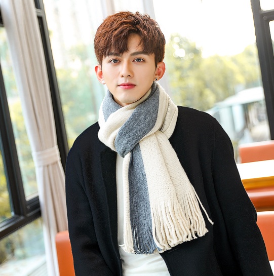 Two Tone Long Neck Warm Scarves For Men - Image 7