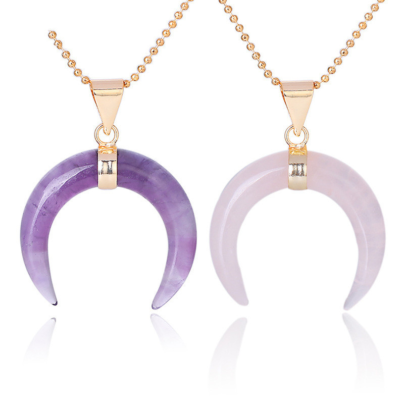Crystal Stone Moon Pendant Necklace - Image 7