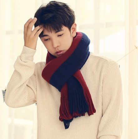 Two Tone Long Neck Warm Scarves For Men - Image 6