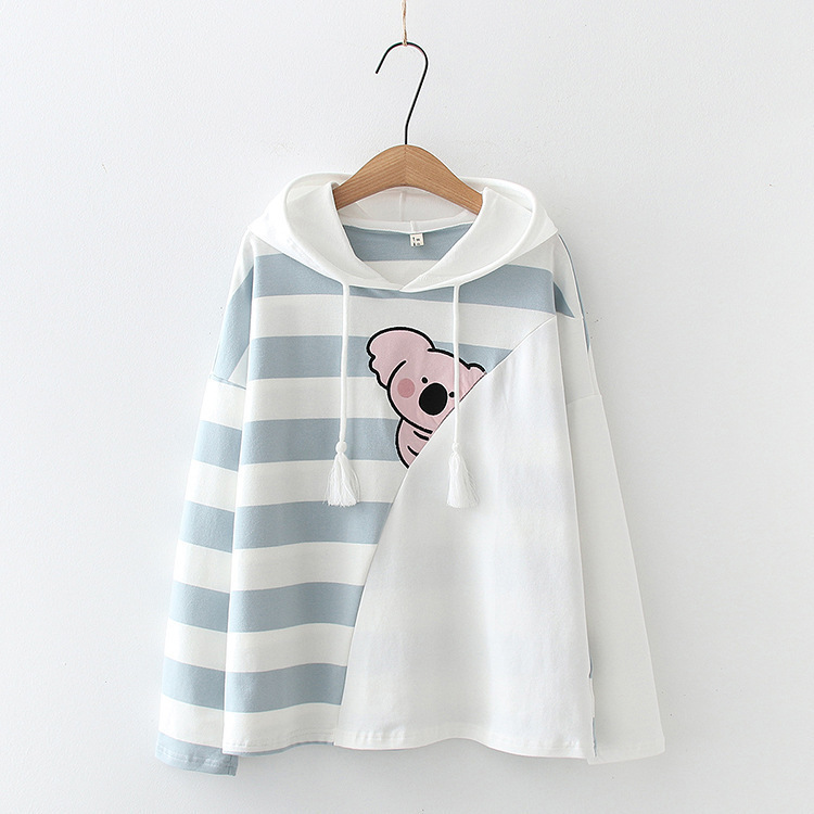 Sweet Cartoon Striped Print Sweatshirt Hoodie - Image 5