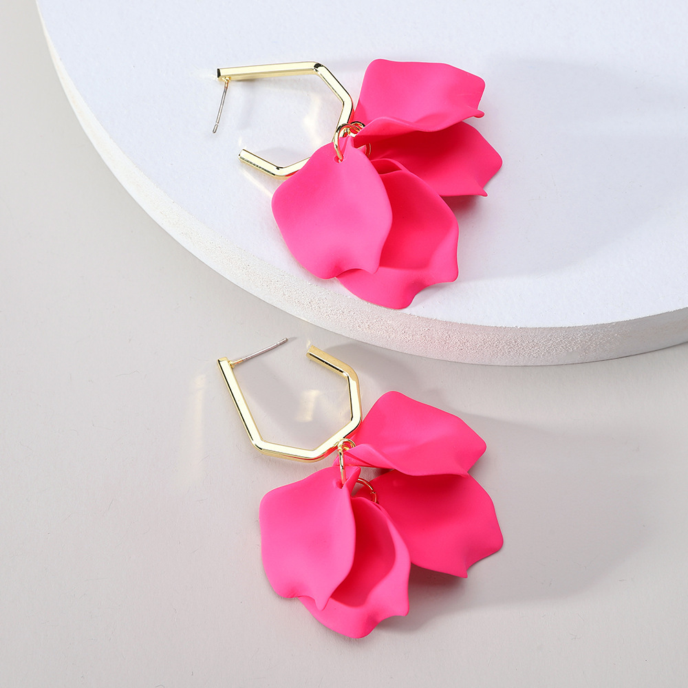 Rose Petal Long Exaggerated Earrings - Image 6