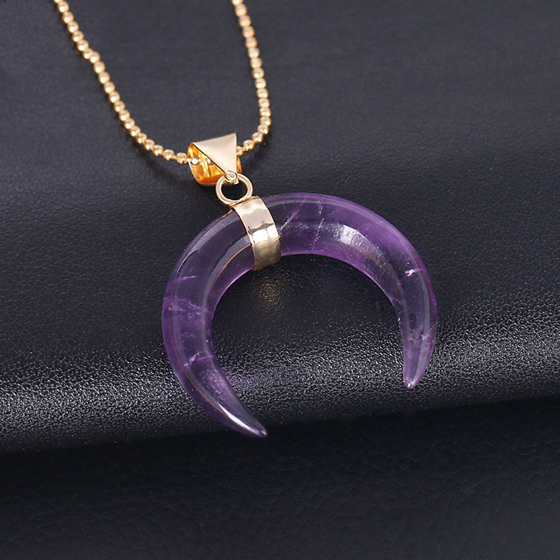 Crystal Stone Moon Pendant Necklace - Image 2
