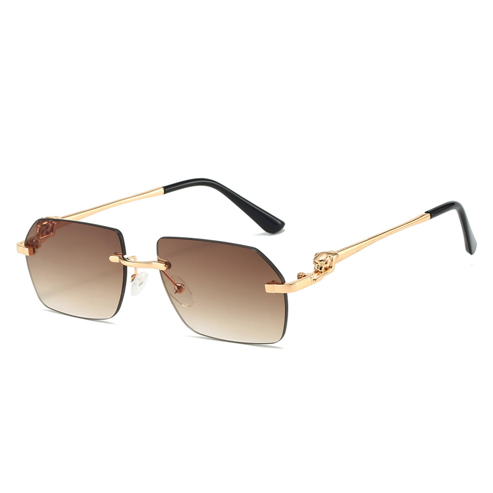 Frameless Trimming Leopard Sunglasses For Unisex - Image 3