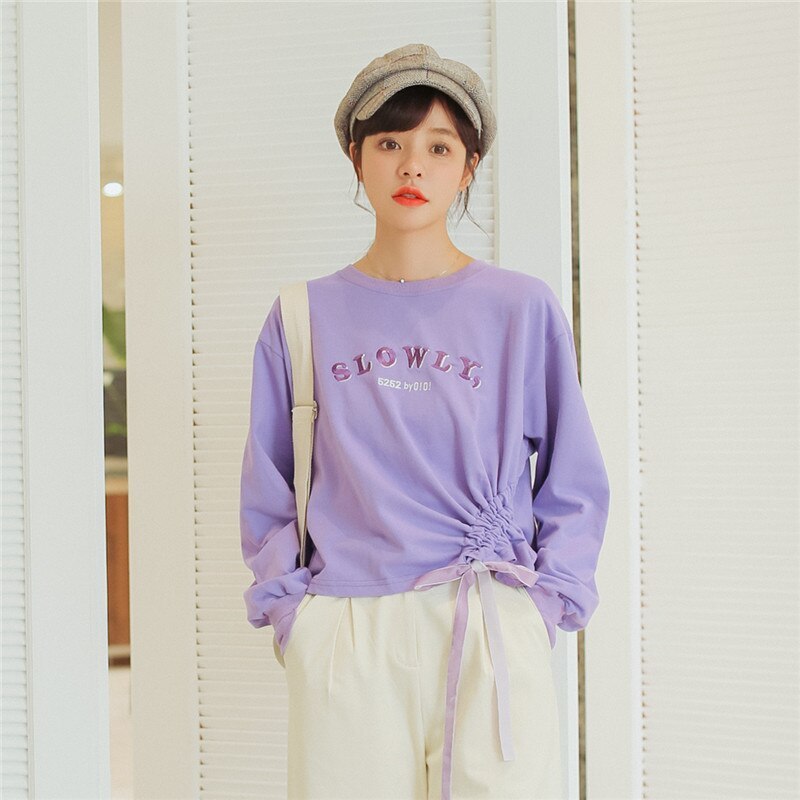 Round Neck Letter Printed Top