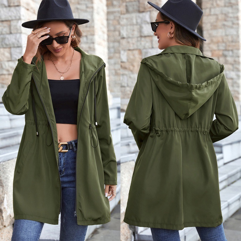 Waterproof Hooded Zipper Waist Raincoat - Image 4