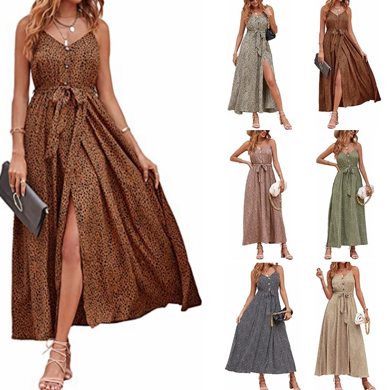 Sleeveless V Neck Button Down Dress With Belt - Image 10