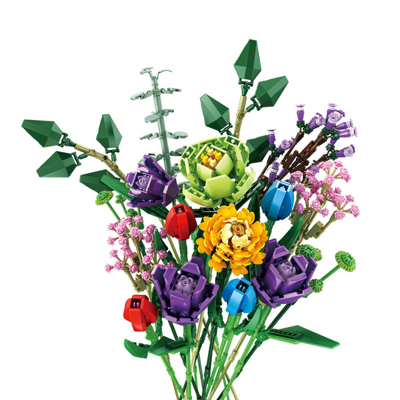 Building Blocks Rose Girl Holiday Gift Model Flower - Image 3