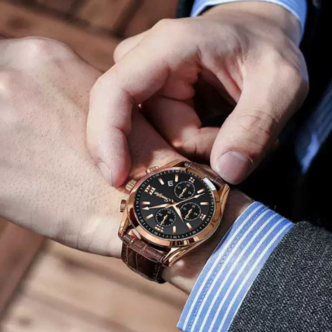 Fashion Leather Casual Business Belt Watch