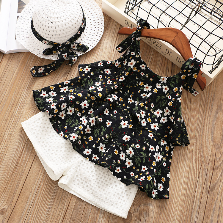 Two-piece Chiffon Sling Cool Girl Suit With Hat