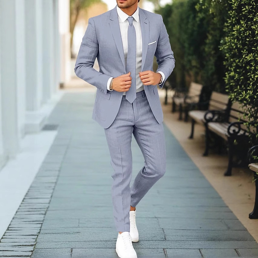 Men's Linen Single Row One Button Suit