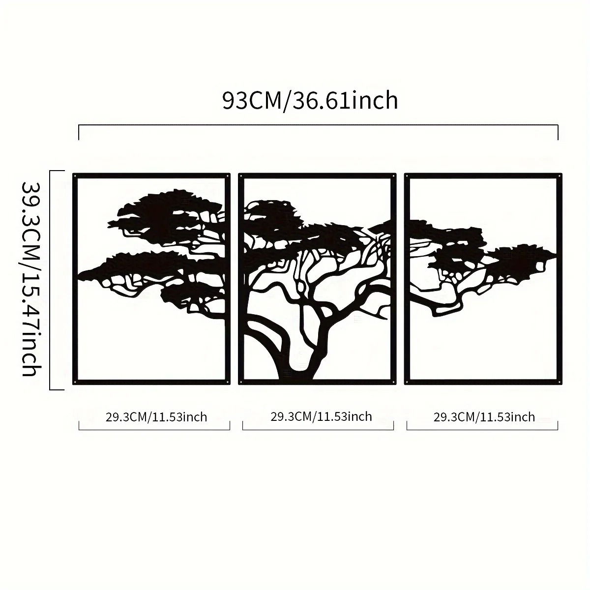 Black Metal Wall Art Decorative Three-piece Set - Image 3