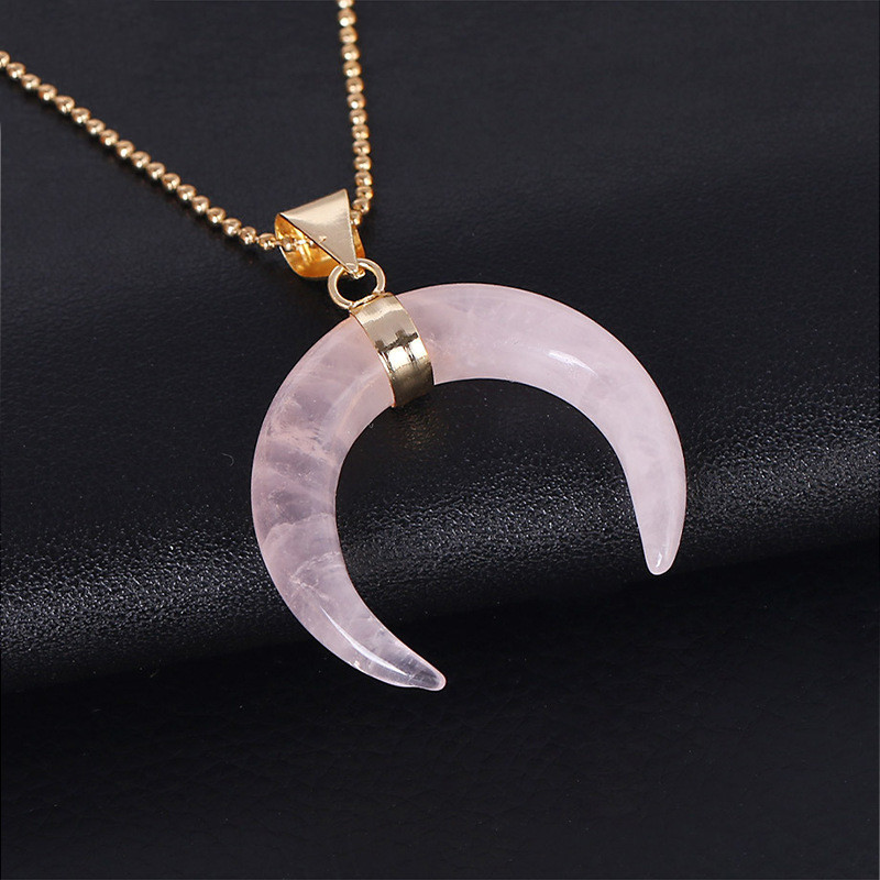 Crystal Stone Moon Pendant Necklace - Image 3