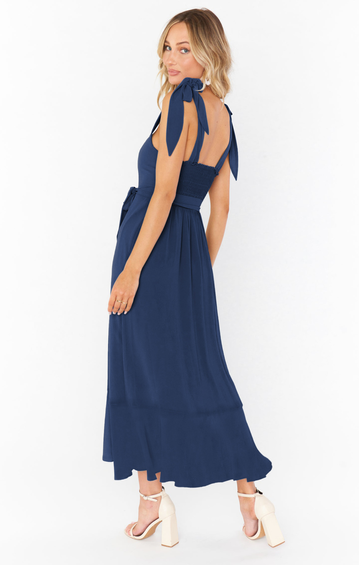 Ruffled Lace-up Design Split Dress - Image 4
