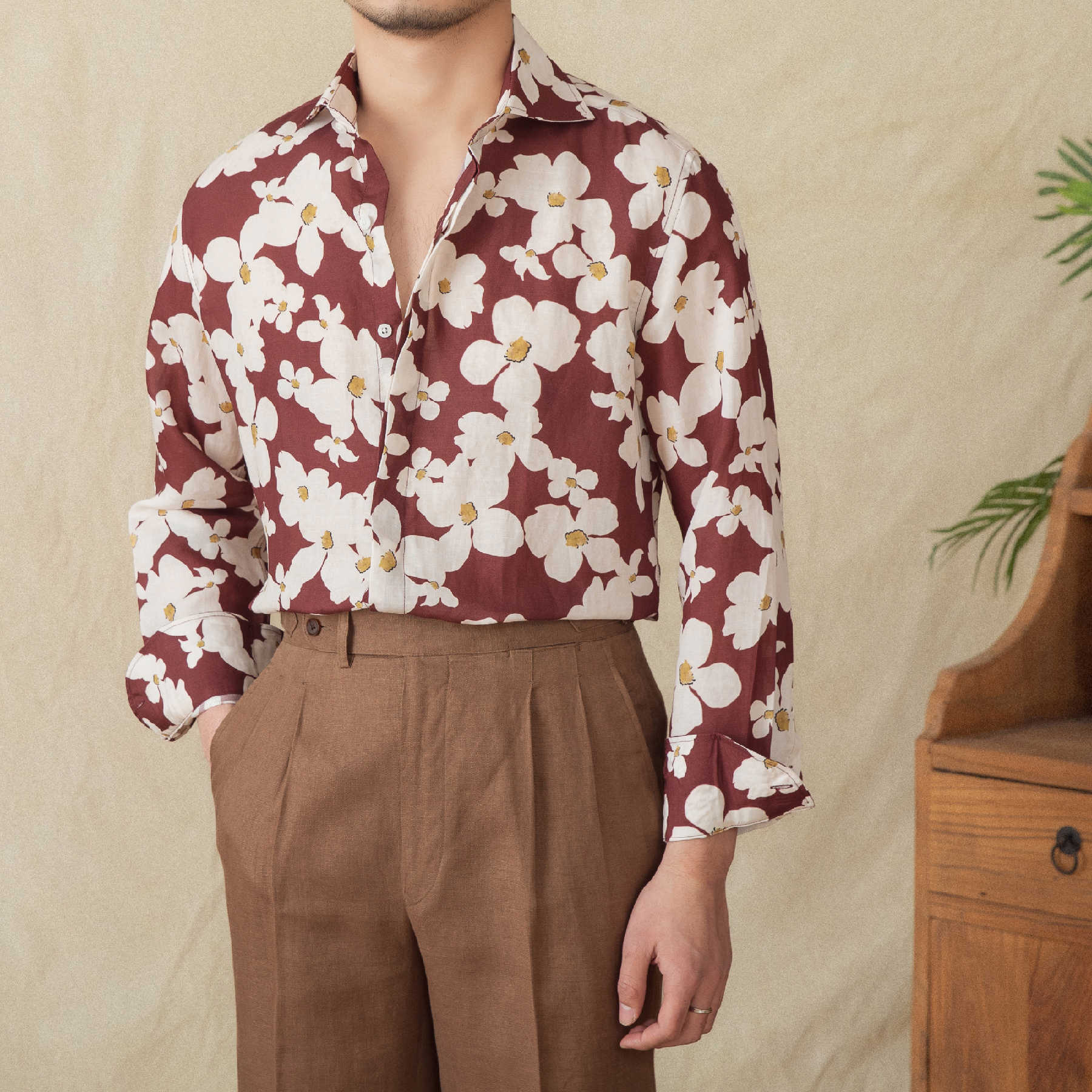 Long Sleeve Men's Printed Cardigan Shirt