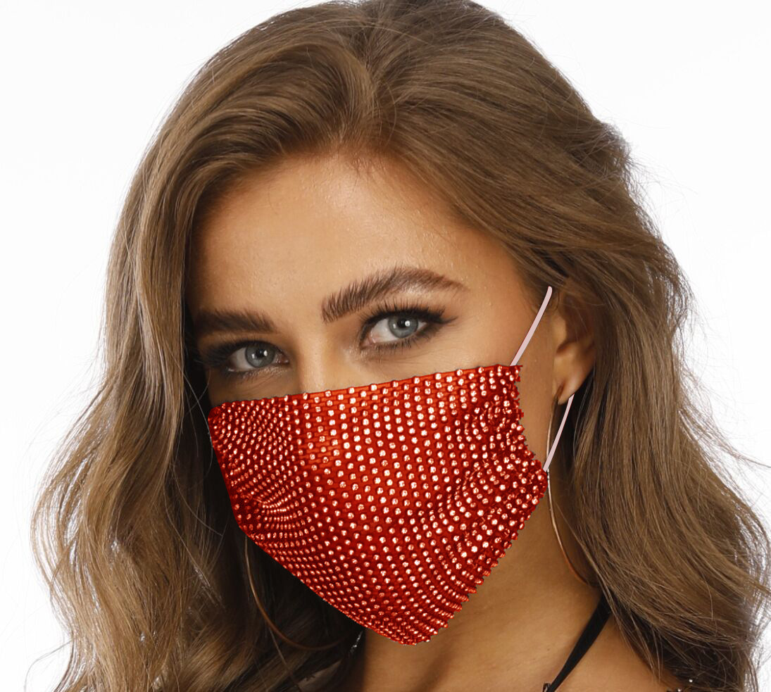 Fishnet-Shaped Star Rhinestone Mask - Image 3