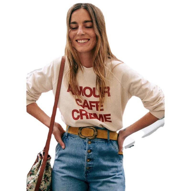 Stylish Alphabet Print Crew Neck Sweatshirt - Image 5