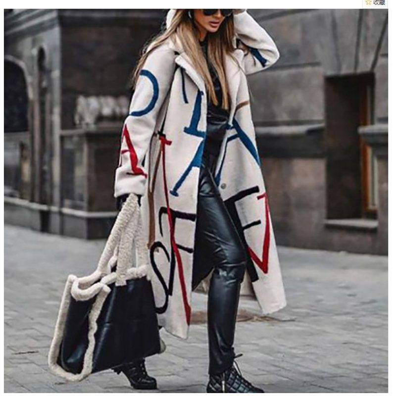 Women's Printed Dragon And Phoenix Woolen Coat