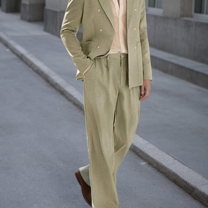 Men's Light Green Double Breasted Blazer & Pants Set