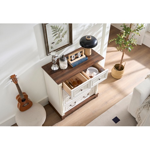 5 Drawer Dresser Chest With Base Wooden - Image 8