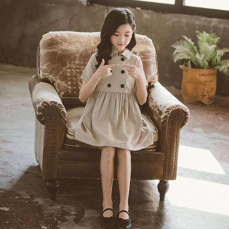 Summer Buttoned Beige Shirt For Girl