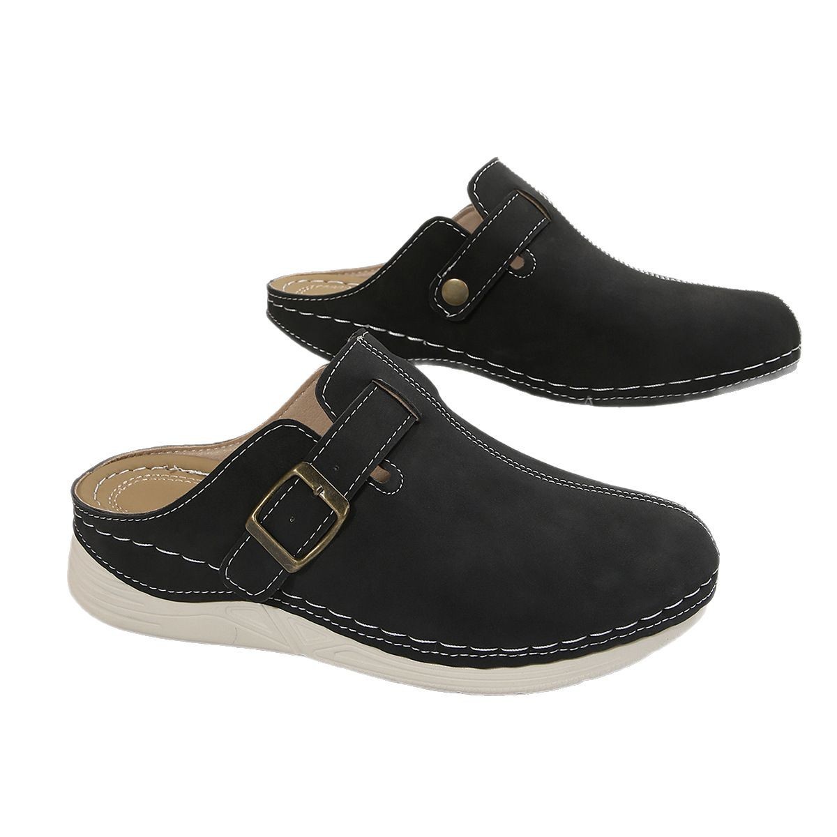 Women's Wedge Rivet Metal Buckle Slippers - Image 2