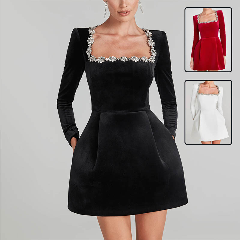 Elegant Flowers Rhinestone Design Dress