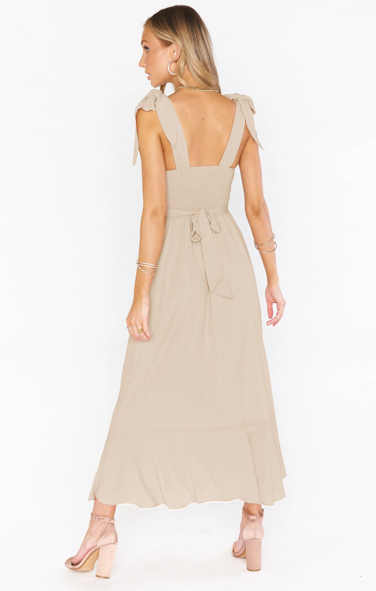 Ruffled Lace-up Design Split Dress - Image 10