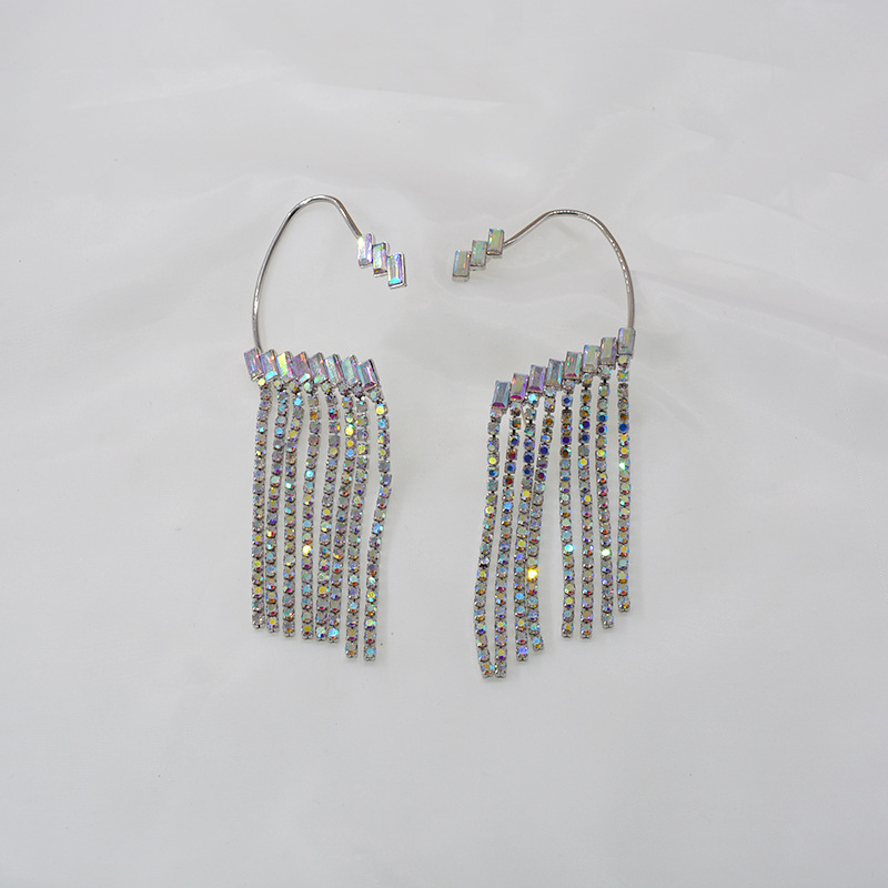 Rhinestone Tassel Earrings - Image 2