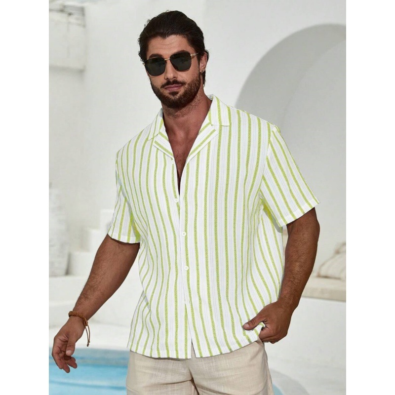 3D Geometric Striped Color Short Sleeve Shirt - Image 5