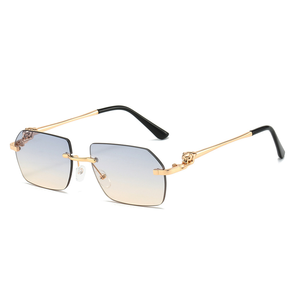 Frameless Trimming Leopard Sunglasses For Unisex - Image 8