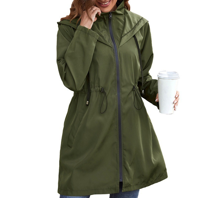 Waterproof Hooded Zipper Waist Raincoat - Image 5