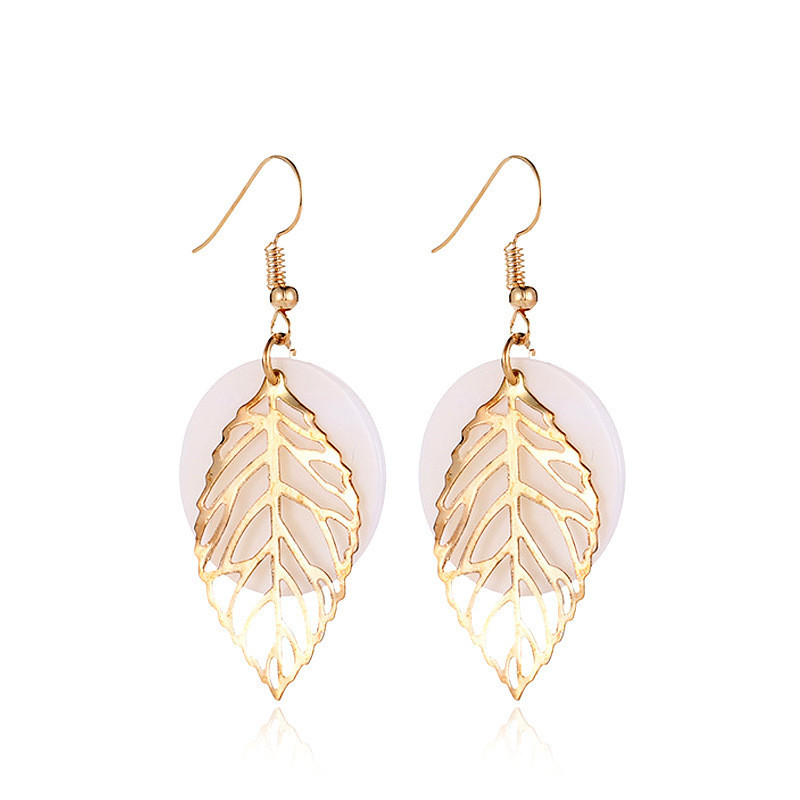 Natural Shell Leaf Combination Earrings