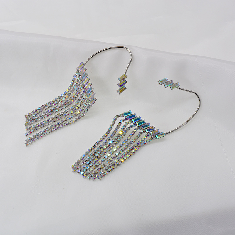 Rhinestone Tassel Earrings - Image 6