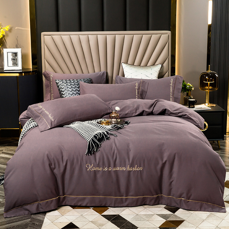 Warm Emboridered Brushed Bedding Set