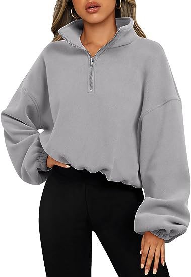 Half Zipped Drawstring Stand Collar Fleece Jacket - Image 6