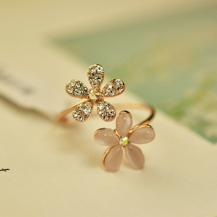 Opal Flower Opening Ring