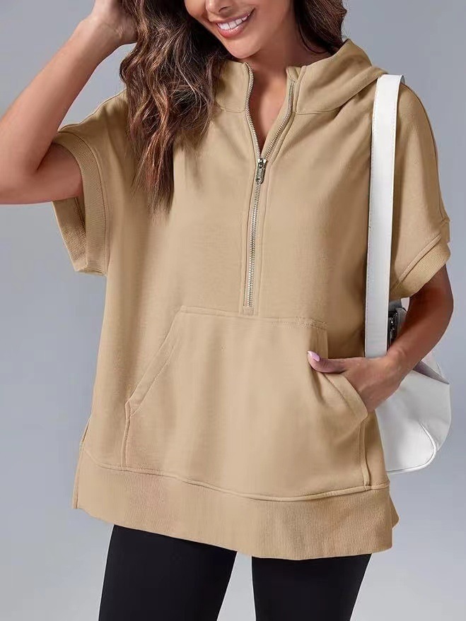 Women's Three-point Short-sleeved Hooded Sweater - Image 5