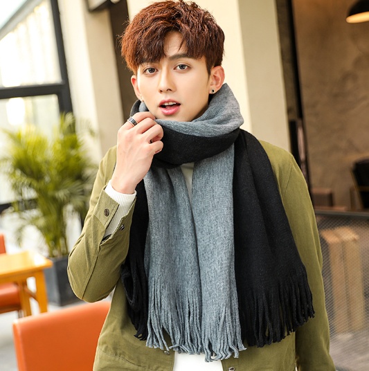 Two Tone Long Neck Warm Scarves For Men - Image 3