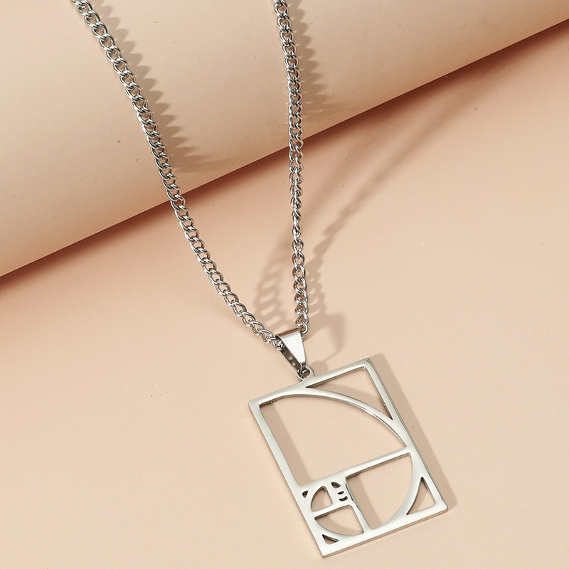 Stainless Steel Geometric Hollow Square Pendant