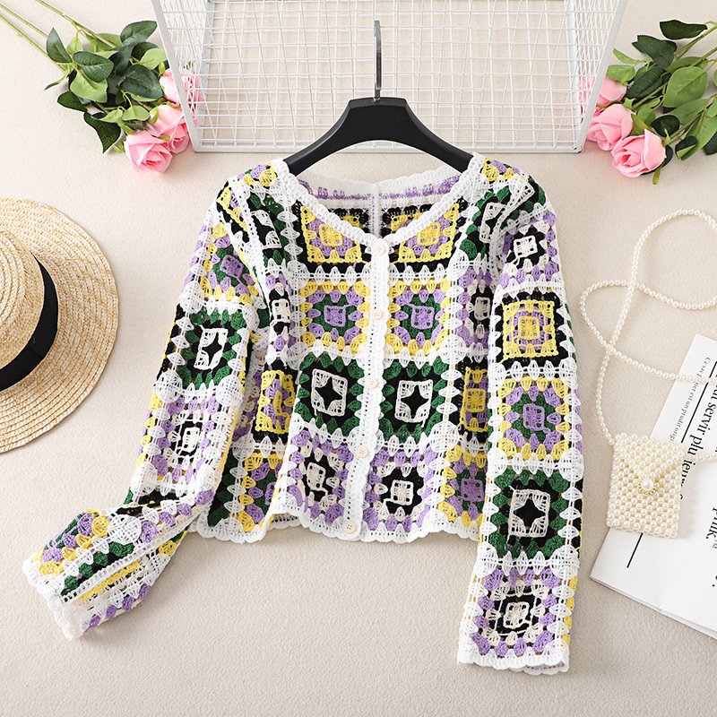 Vintage Chic Crochet Hollow Out Knitted Coat - Image 10
