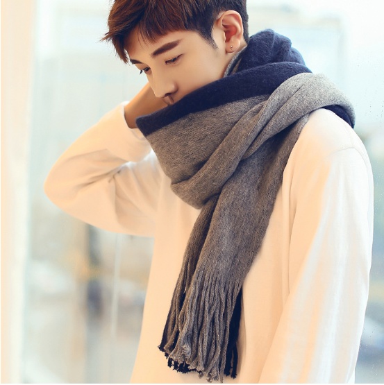 Two Tone Long Neck Warm Scarves For Men