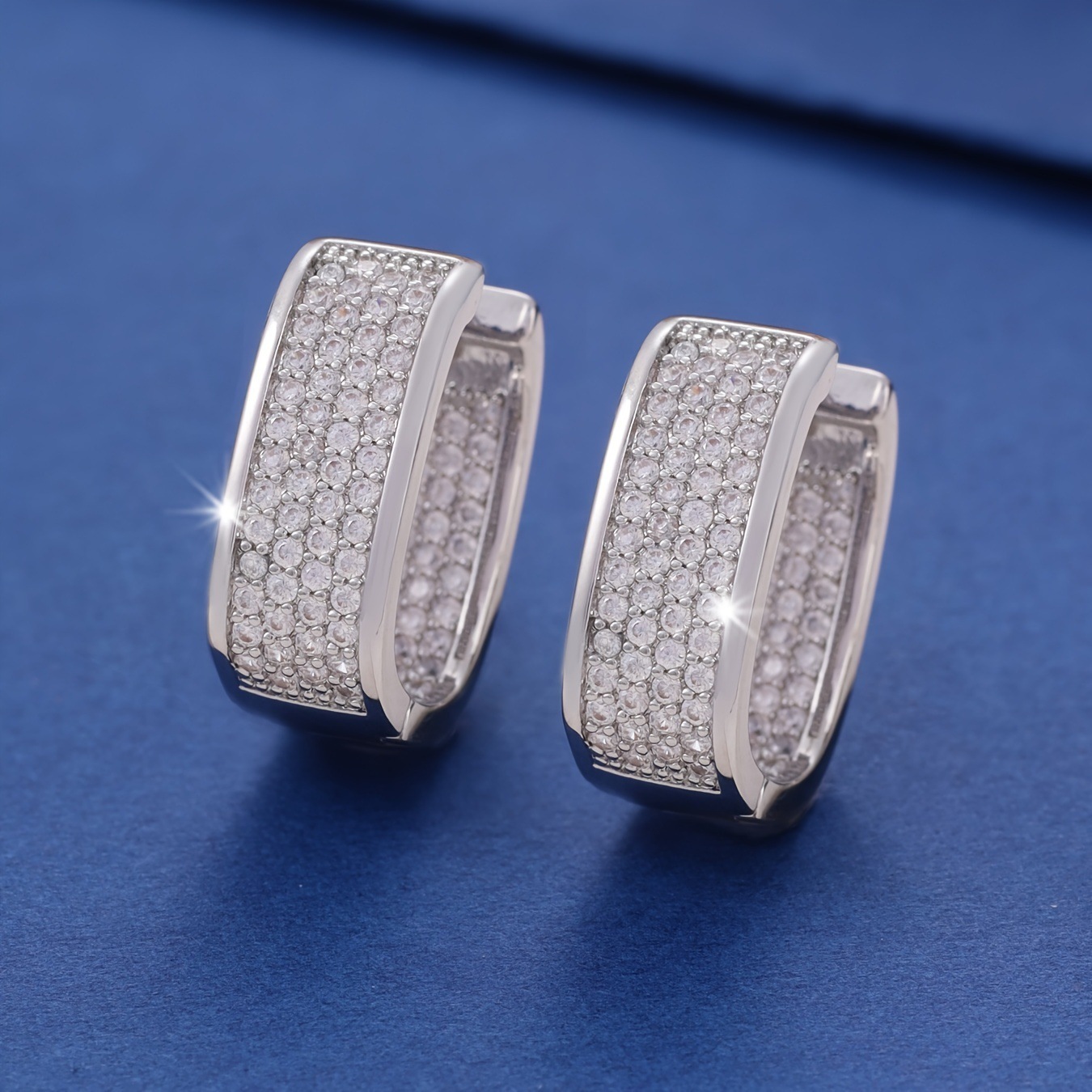 Micro-inlaid Diamond Shiny Square Earrings - Image 2