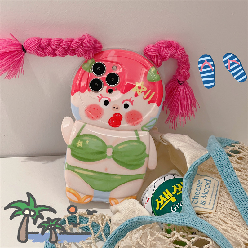 Funny Braid Girl Phone Case - Image 3