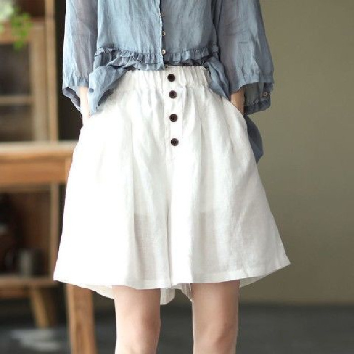 Women's Retro Cotton Linen Loose Shorts