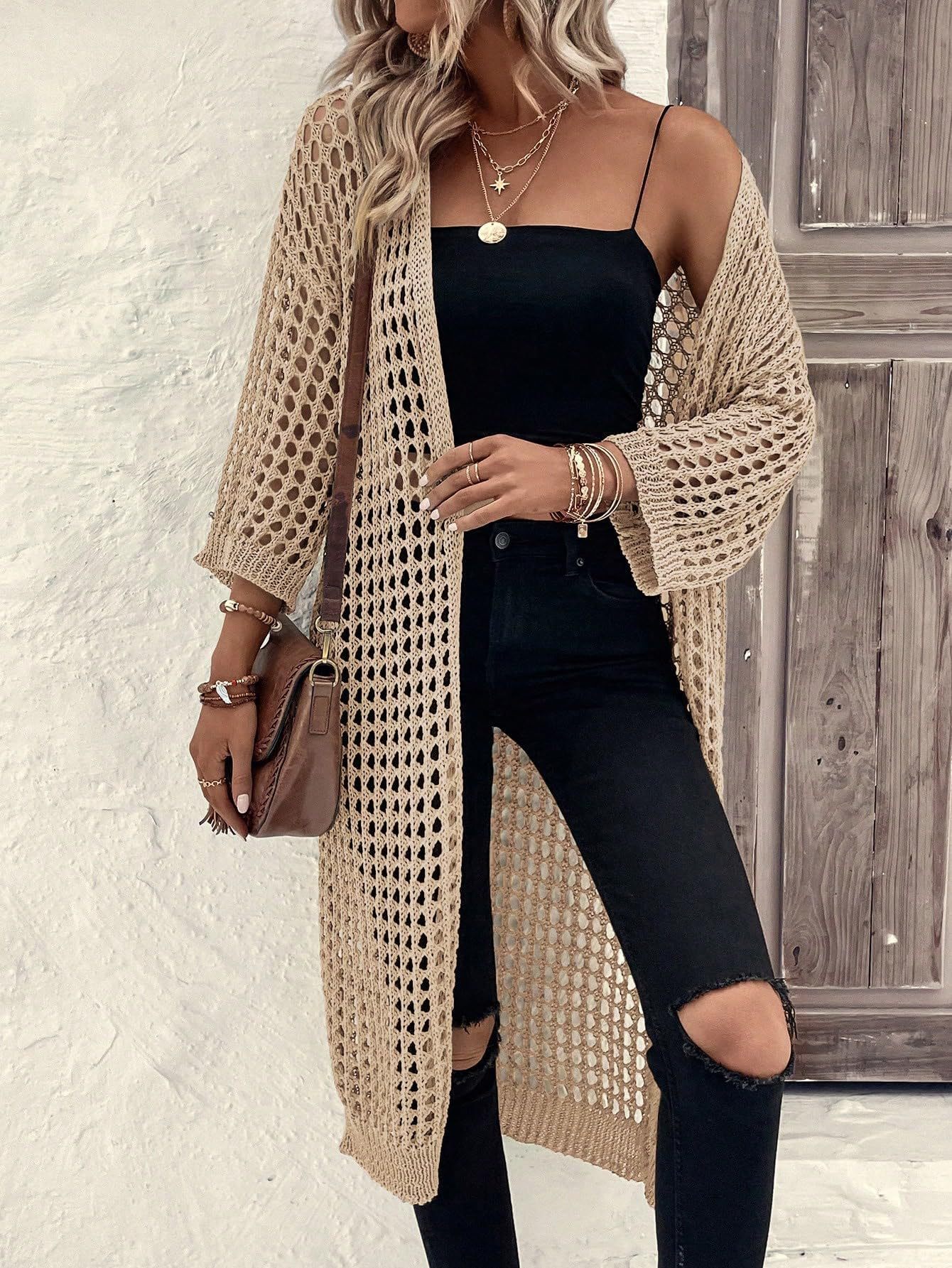 Long Hollow Knitted Cardigan Women - Image 8